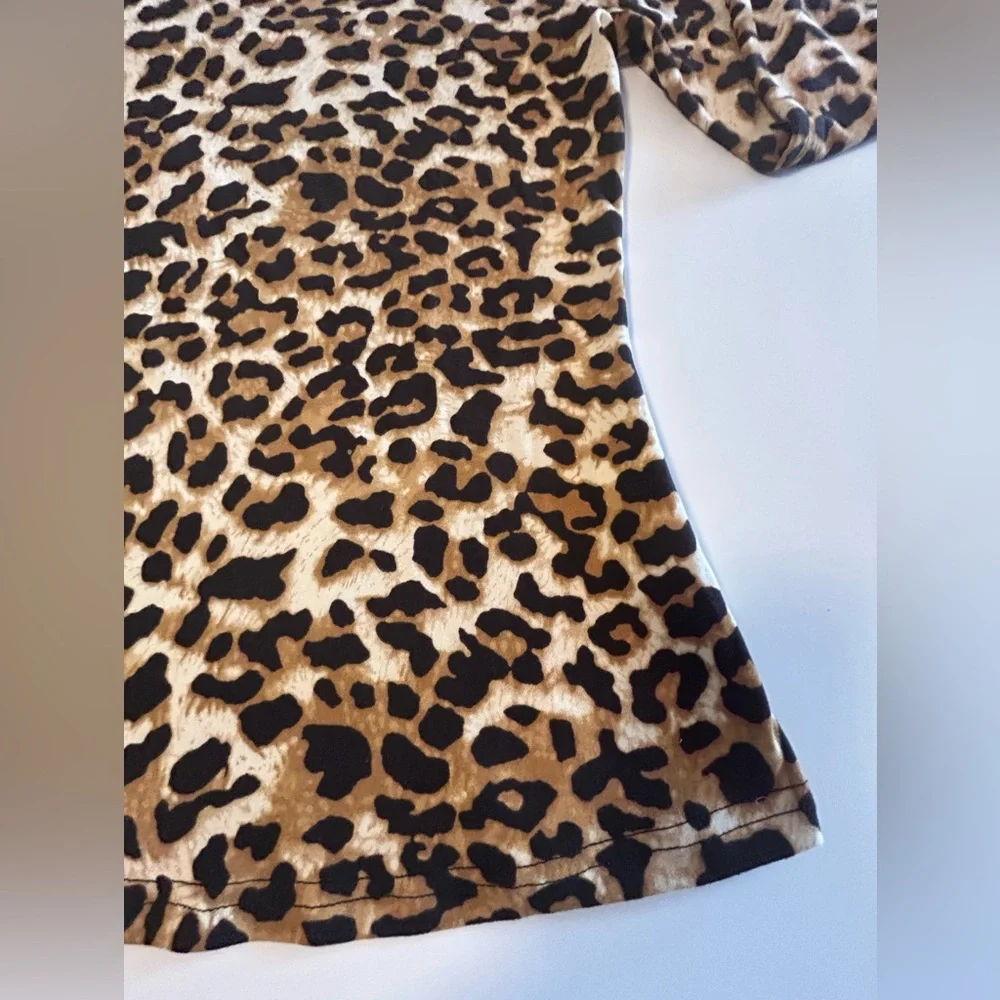 Princie Leopard Print Turtleneck Top Soft Lightweight Jersey Stretch Fabric Sz S - Picture 5 of 10